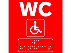 Semne braille pentru wc persoane cu handicap  rosie